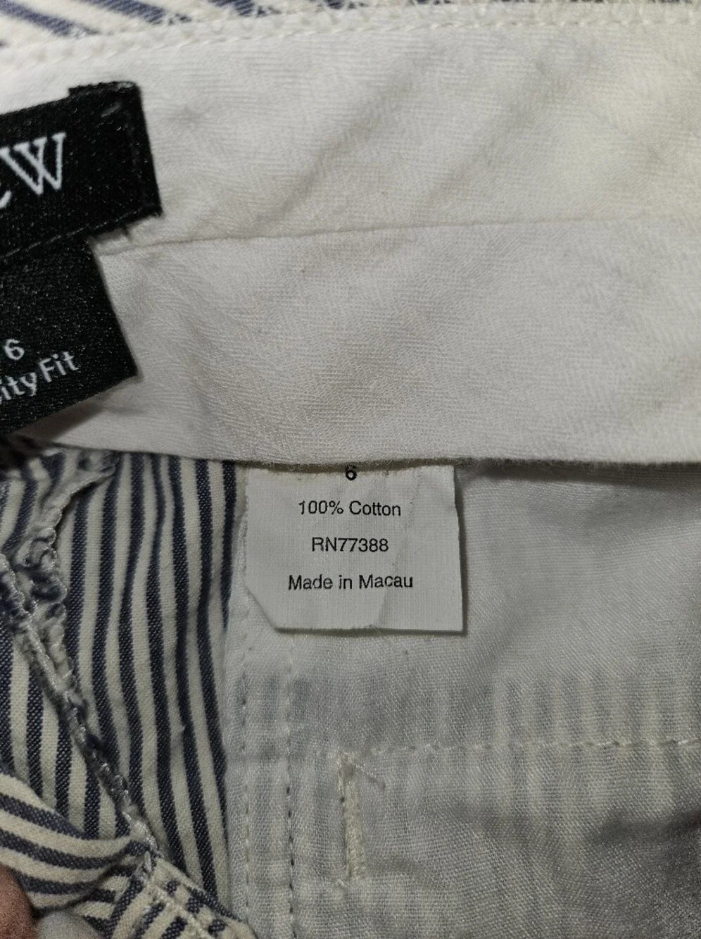 J. Crew City Fit Navy and White Striped Trousers Sz 6 Preppy Nautical Parisian
